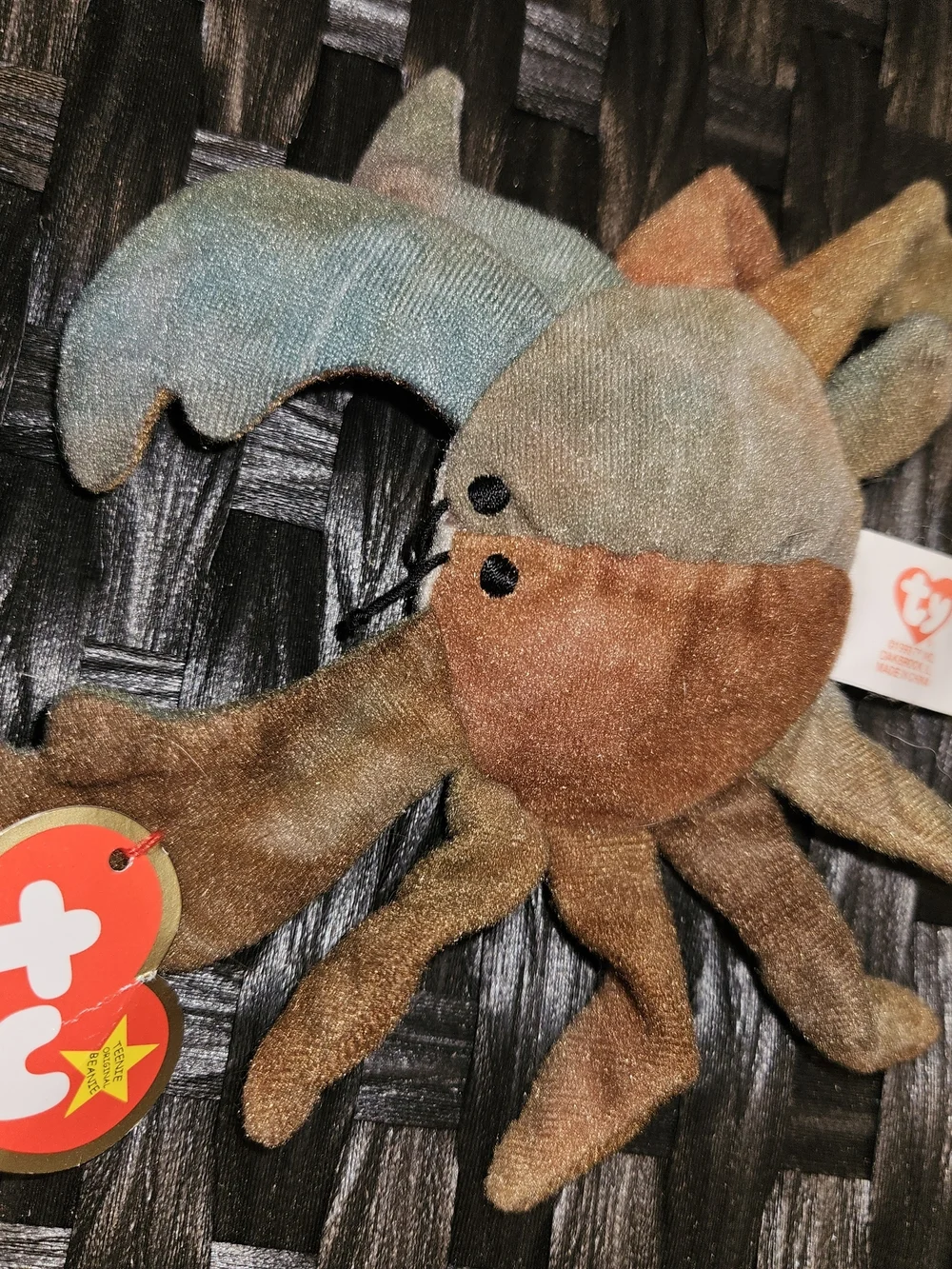 Ty Brown, Green & Tan Plush Crab Stuffed Animal